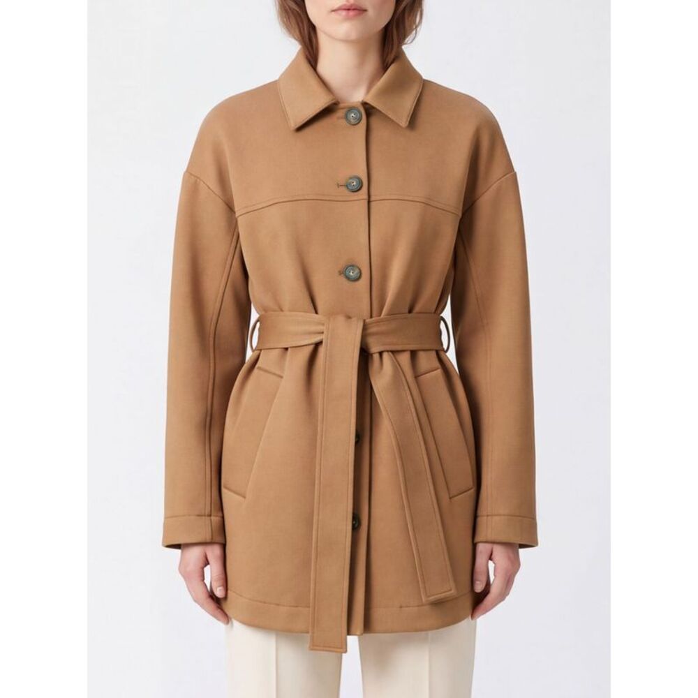 Mm Max Mara Women Short Criªpe Shirt Jacket Mm Max Mara With Tie-Waist Belt